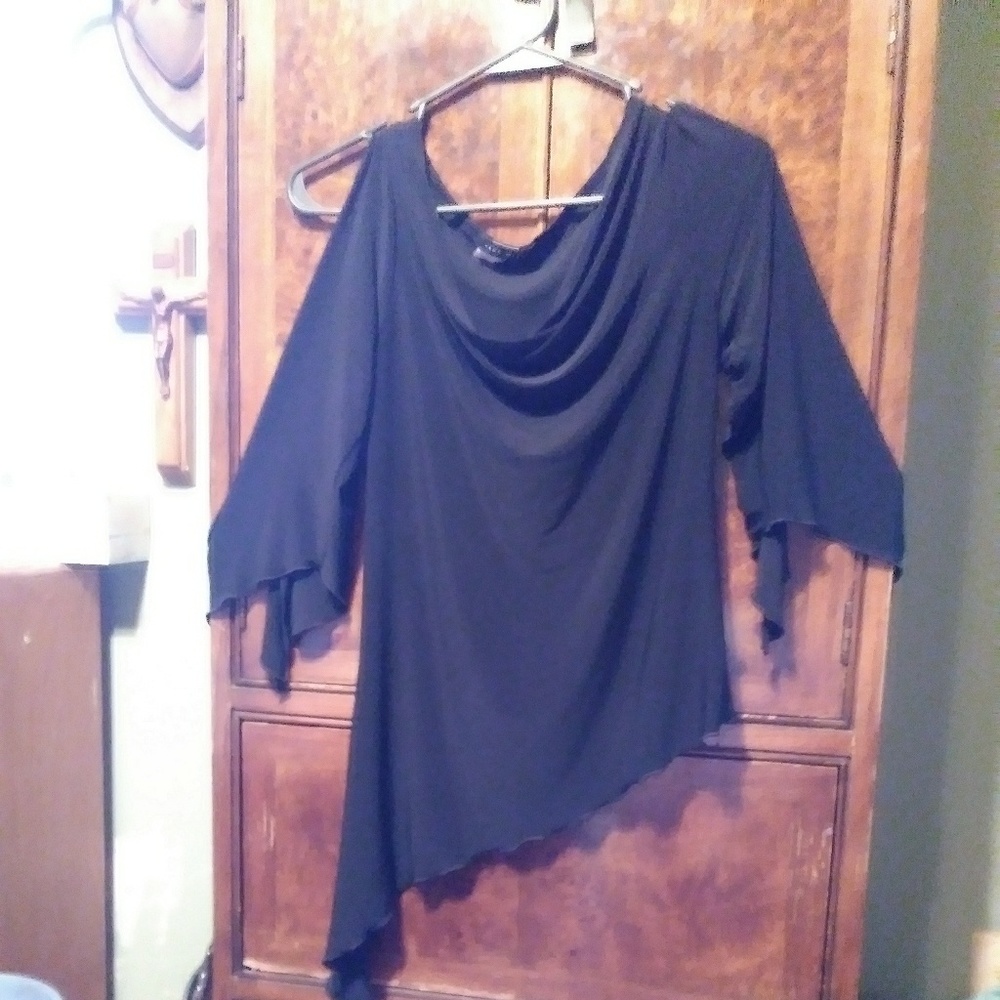 A long sleeve black dress shirt